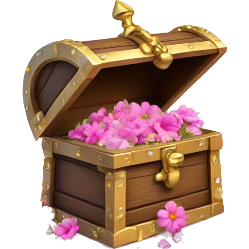 Treasure box filled with flowers with diamonds pink wet  emoji