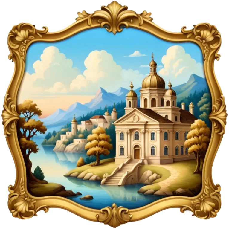 highly detailed vintage rococo scenic painting emoji