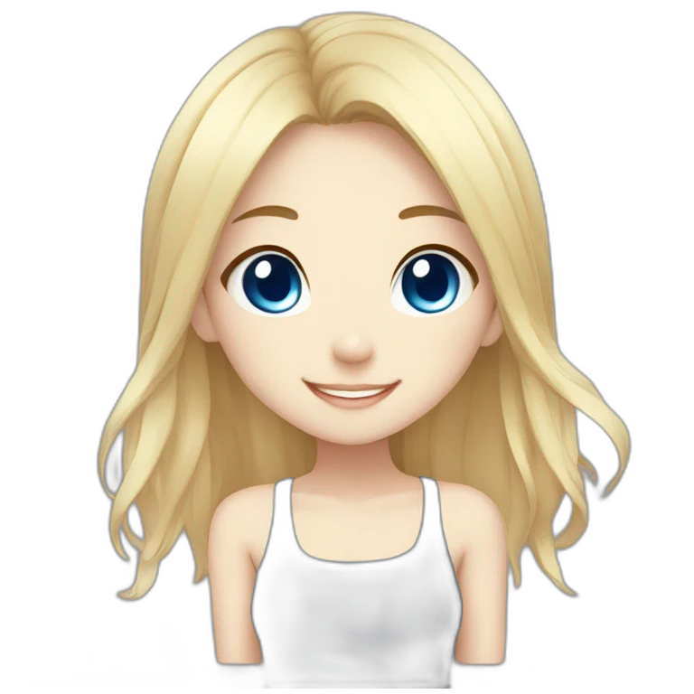 anime chibi-style, happy girl, blonde hair, blue eyes,  emoji