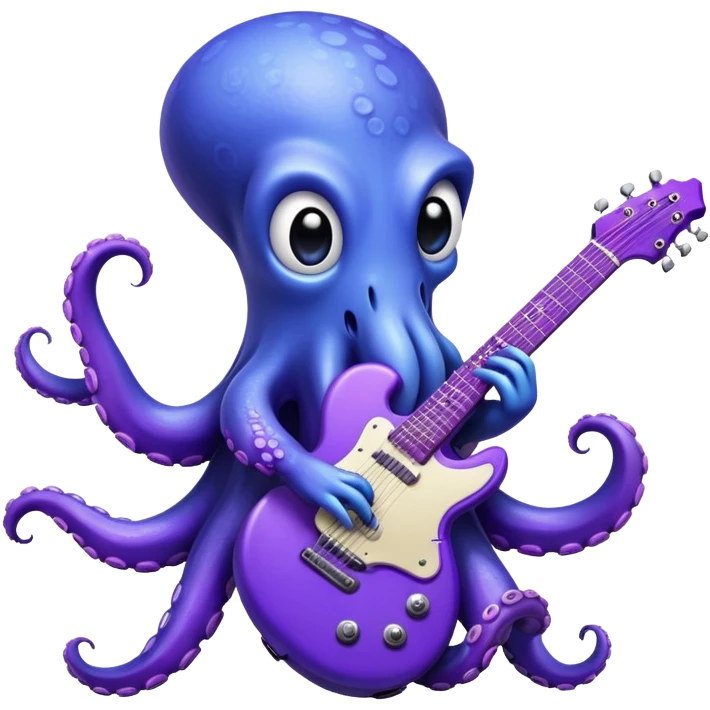 Blue octopus playing a purple guitar  emoji