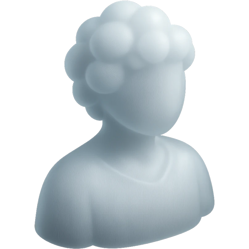 A person from the shoulders up, entirely composed of white fluffy, convex clouds emoji