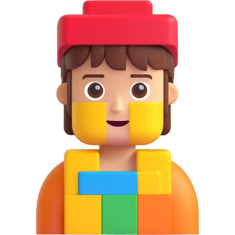 roblox character, blocky avatar, simple face, bright colors, 3D style emoji