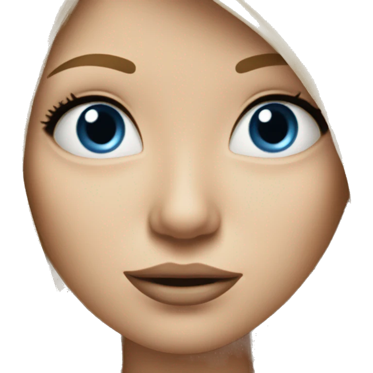 Blonde girl in blue shirt with big nose and long eyelashes emoji