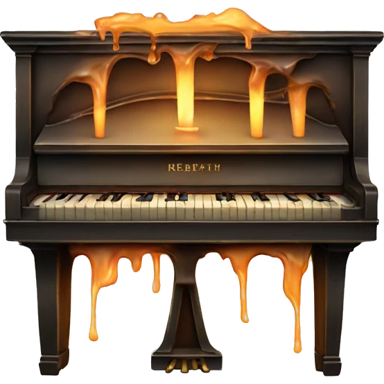 vintage piano with melted candles on top emoji