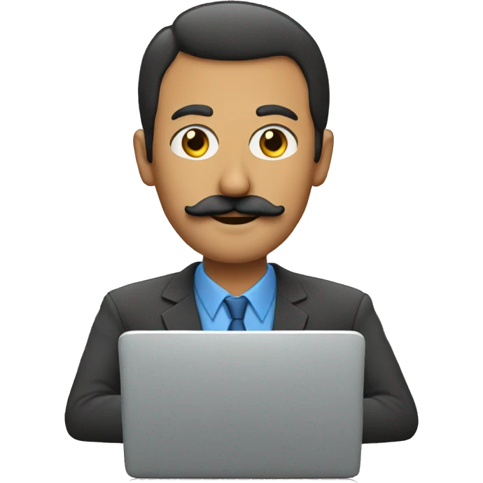 man with a laptop with moustache emoji