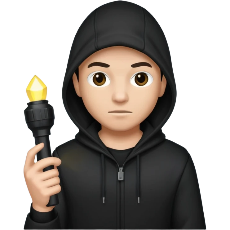 Thief with black hood and flashlight emoji