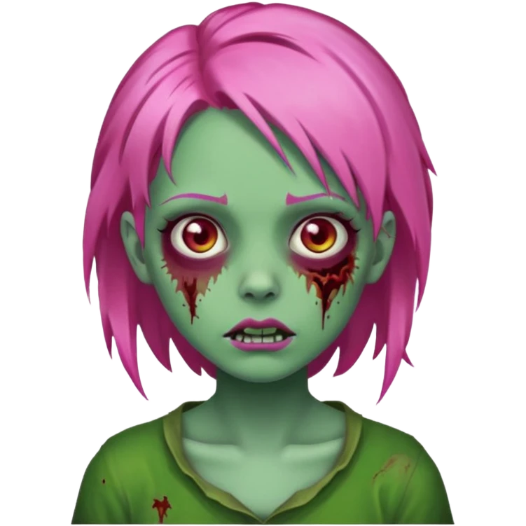 zoombie girl pink hair, green skin emoji