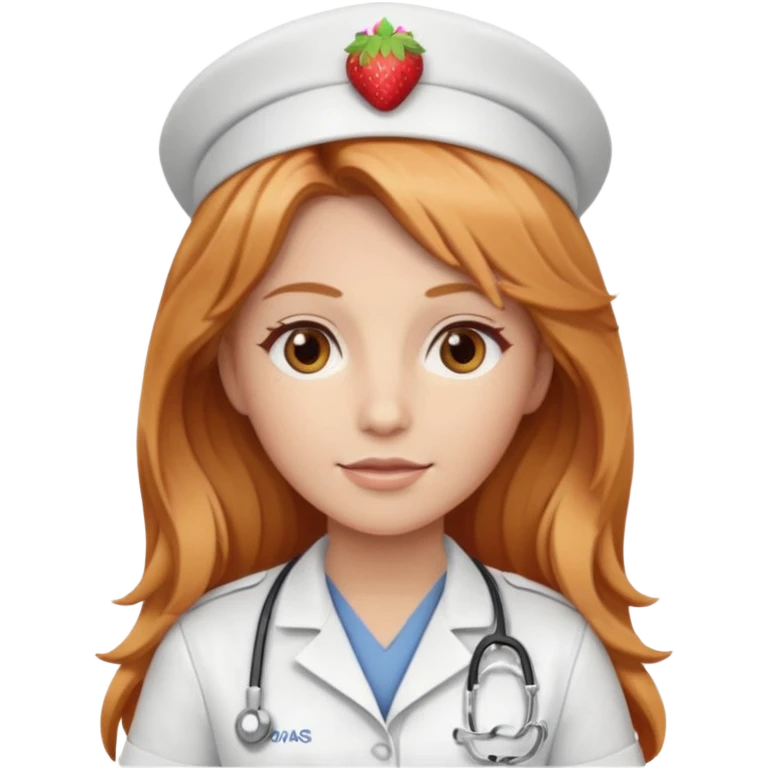 nurse with long strawberry blonde hair with brown eyes emoji