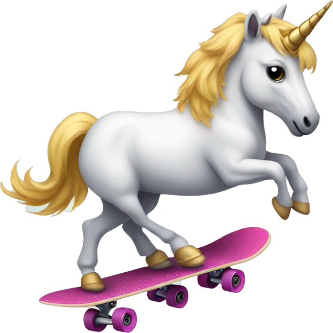 Unicorn riding a skateboard  emoji