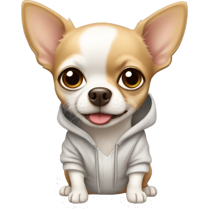 Chihuahua white and tan with a hoodie emoji