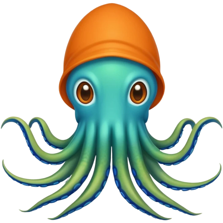 Make the squid emoji blue + green and make the squid have a Orange shirt emoji