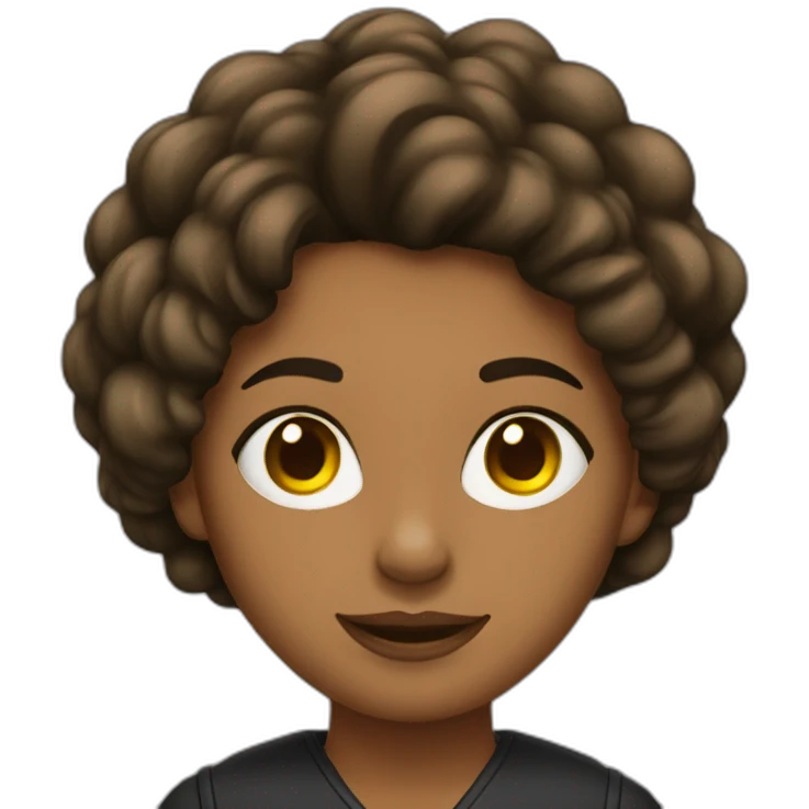 mujer pelo negro ondulado orejas de gato emoji