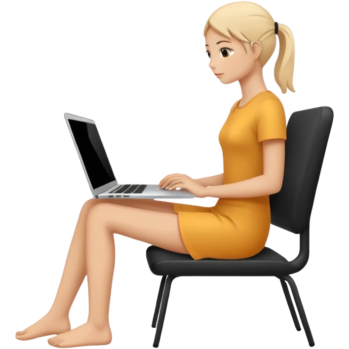 Minimalistic flat vector icon, iOS style, thin black contour on white background. Person silhouette sitting with a laptop, code brackets <> on the screen. Clean, no text, no shadows. emoji