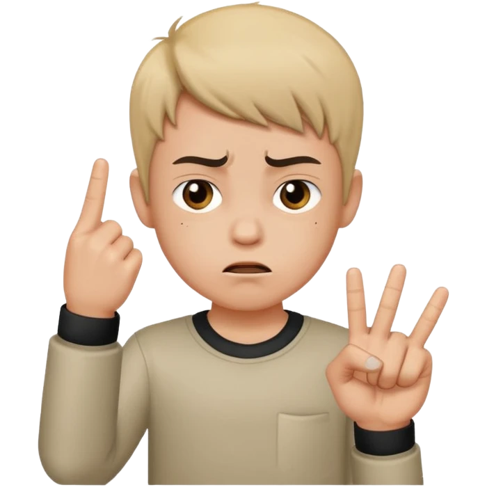 Ein Junge der Mittelfinger zeigt emoji