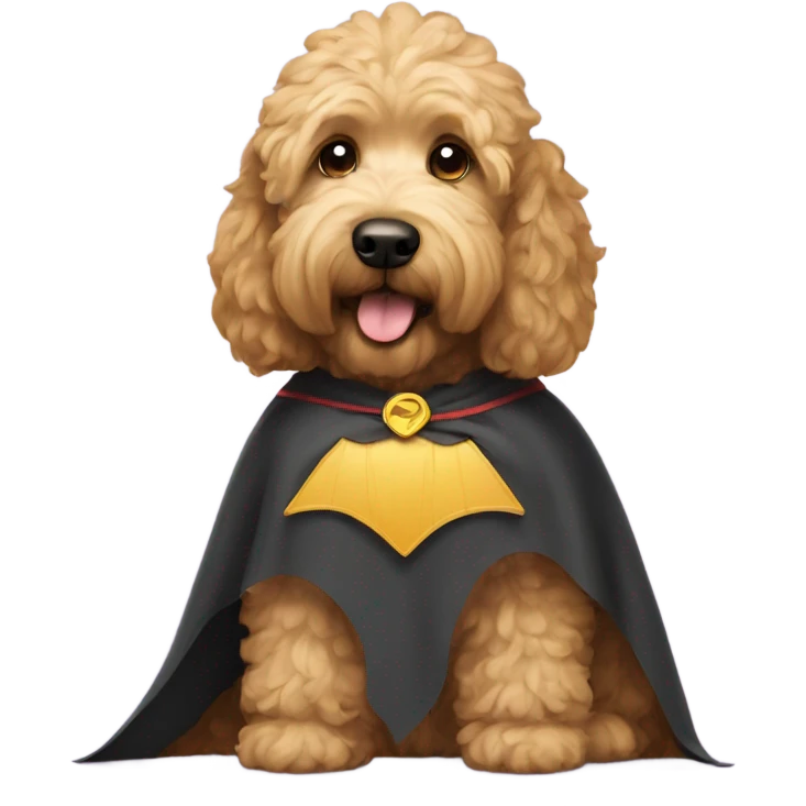 Golden doodle with a cape emoji