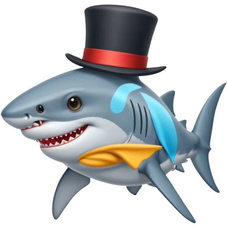 Shark with a top hat emoji
