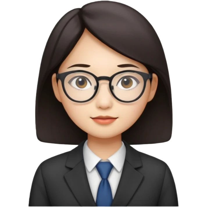 asian female accountant with eyeglasses, round face emoji