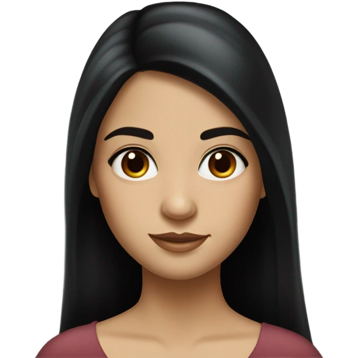 Realistic Beautiful Spanish girl brown eyes straight very long dark black hair  emoji