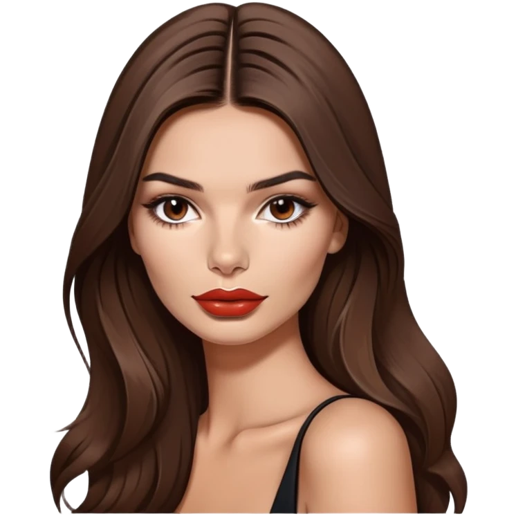 Emily Ratajkowski, model with long brown hair and full lips emoji
