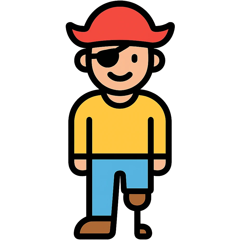 colored icon of a man with a peg leg emoji