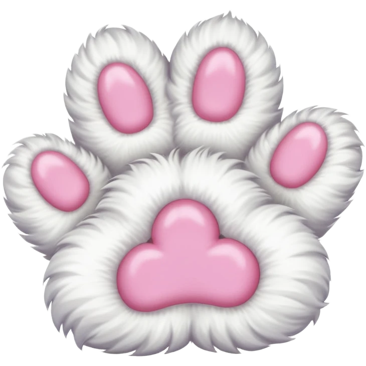 white cat fluffy paw, from the bottom, cute emoji