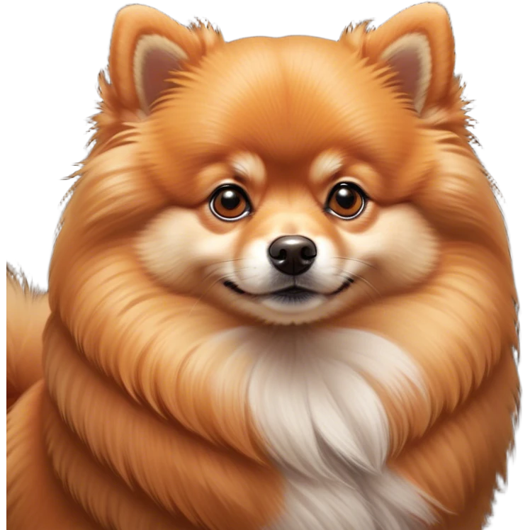 Cinematic Noble Orange Pomeranian Portrait Emoji, Poised and regal, with a compact, fluffy build and a well-groomed, vibrant orange Fur, deep-set soulful brown eyes, Simplified yet sharp and sophisticated features, highly detailed, glowing with a soft, dignified glow, high shine, intelligent and spirited, stylized with an air of elegance, focused and attentive, soft glowing outline, capturing the essence of a watchful and confident companion, so majestic it feels as though it could prance out of the screen with effortless authority! emoji