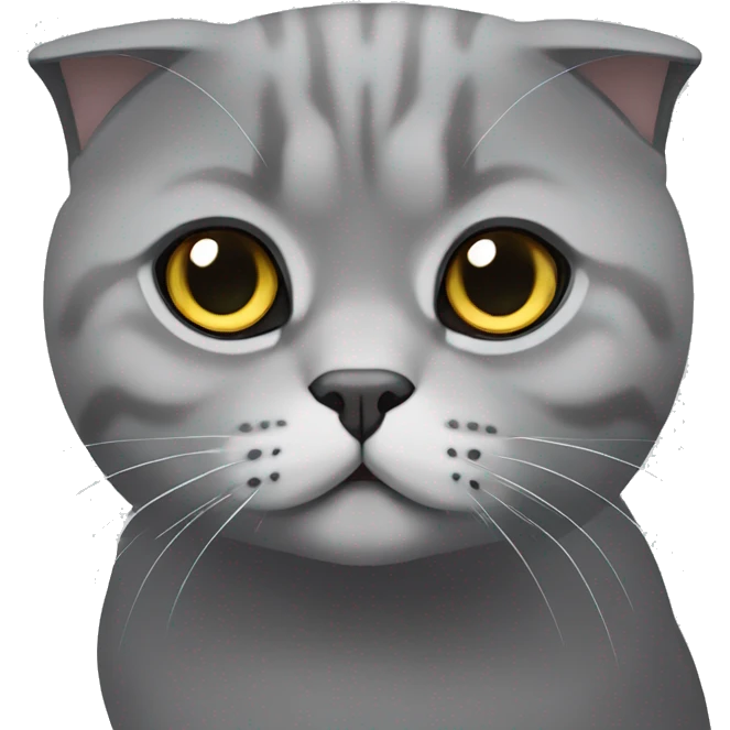 Grey Scottish fold cat minimalism emoji