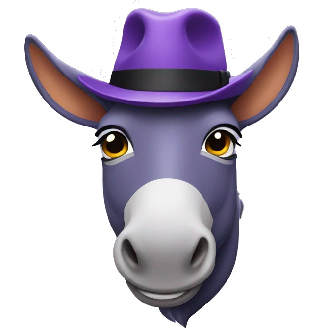 Purple donkey wearing a fedora emoji