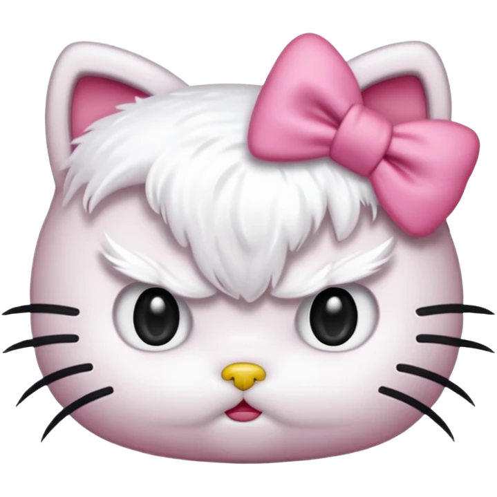 hello kitty with furrowed brows, angry expression emoji