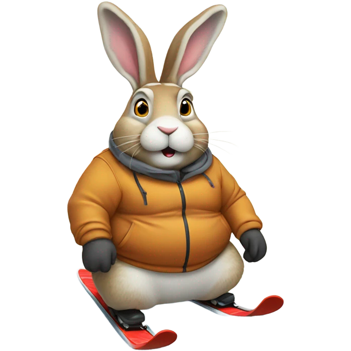 Fat hare skiing in the snow emoji