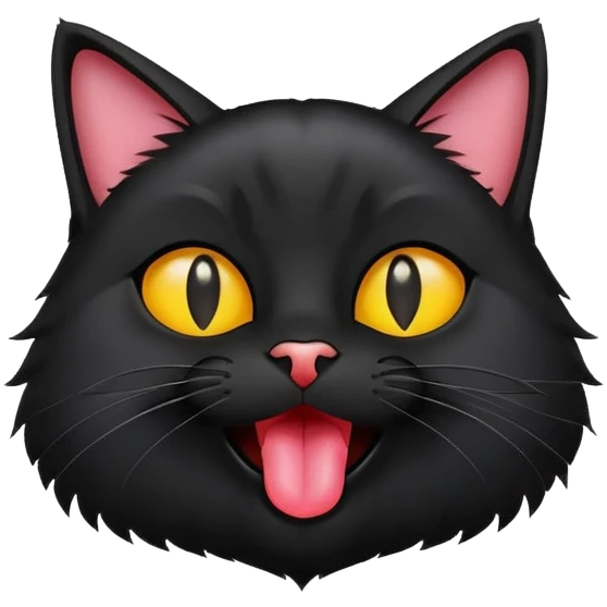 black cat with his tongue out emoji