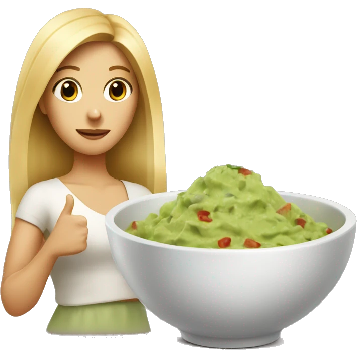  blonde girl and bowl with guacamole emoji