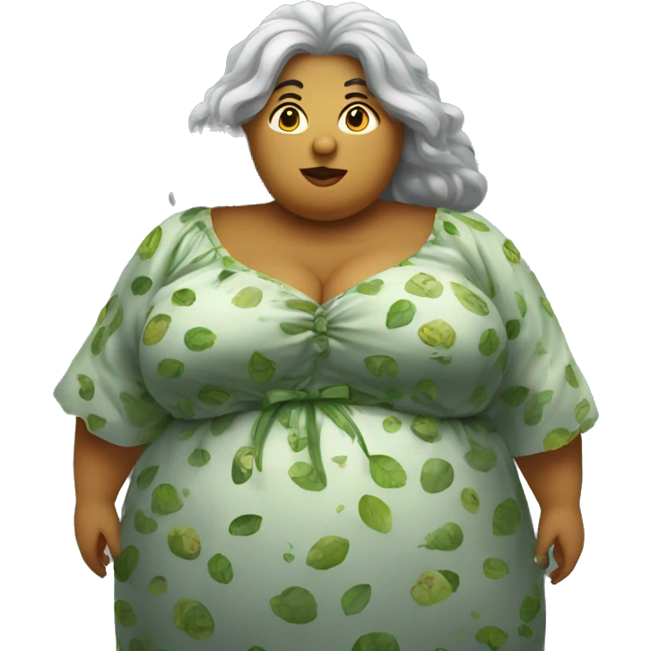 mean fat lady wearing a mumu, buzzed gray hair, in a swamp emoji