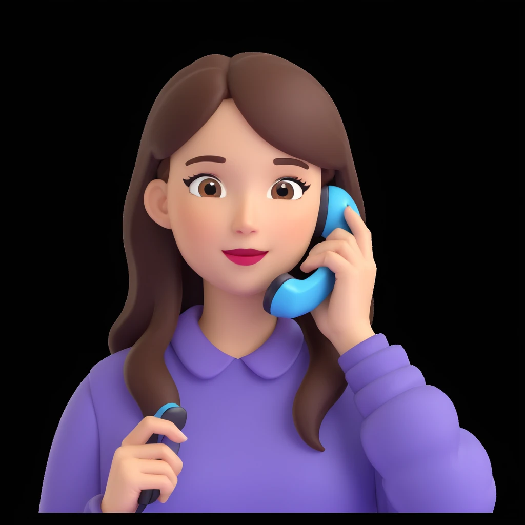 girl talking on phone bedroom background, close up pose emoji