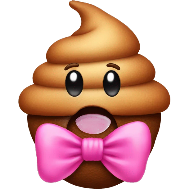 poop emoji with a pink bow emoji