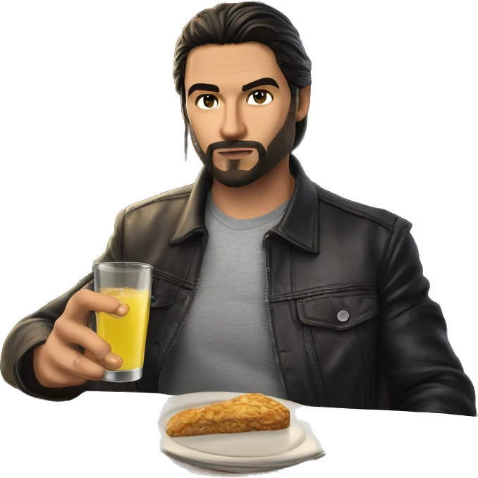 man at restaurant table eating emoji