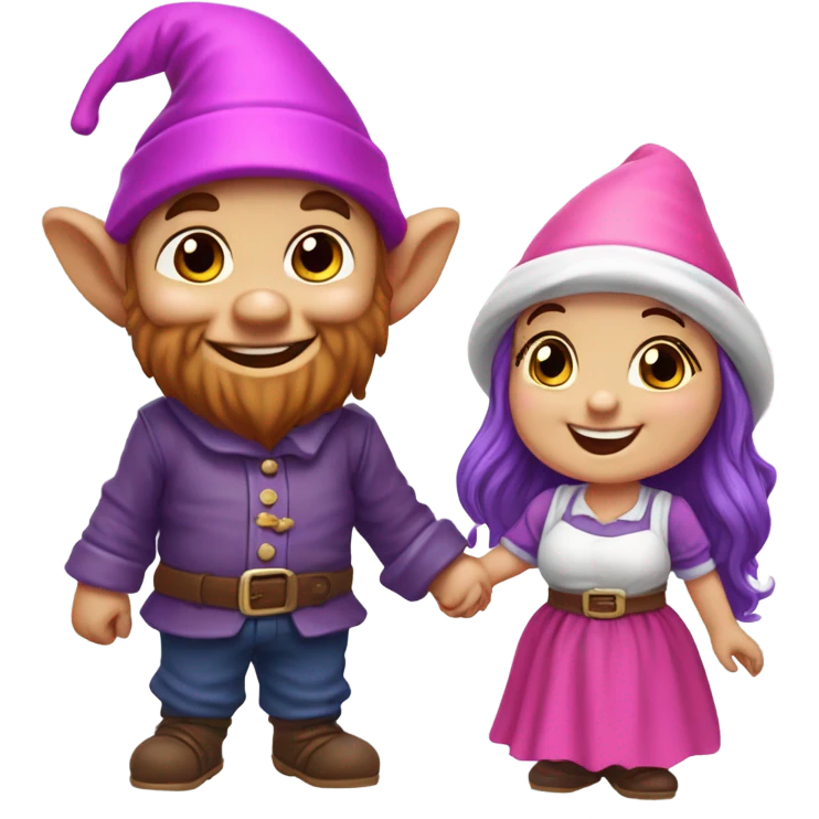 Boy and girl Gnome’s in love pink and purple  emoji