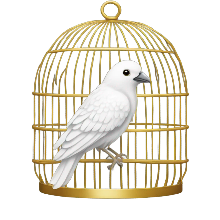 White bird in a golden cage emoji