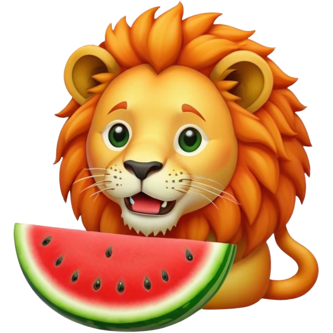 Lion eating watermelon emoji