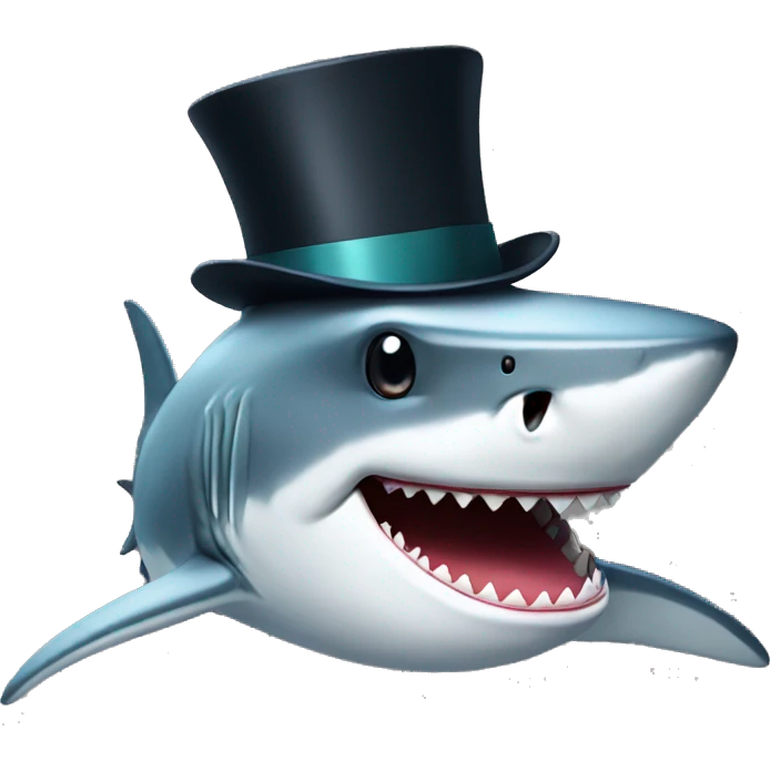 Shark with a top hat emoji