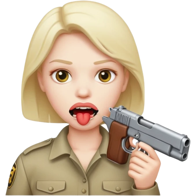 Gun emoji in mouth emoji