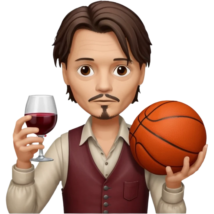 Johnny depp drinking wine with basketball ball in his left hand emoji