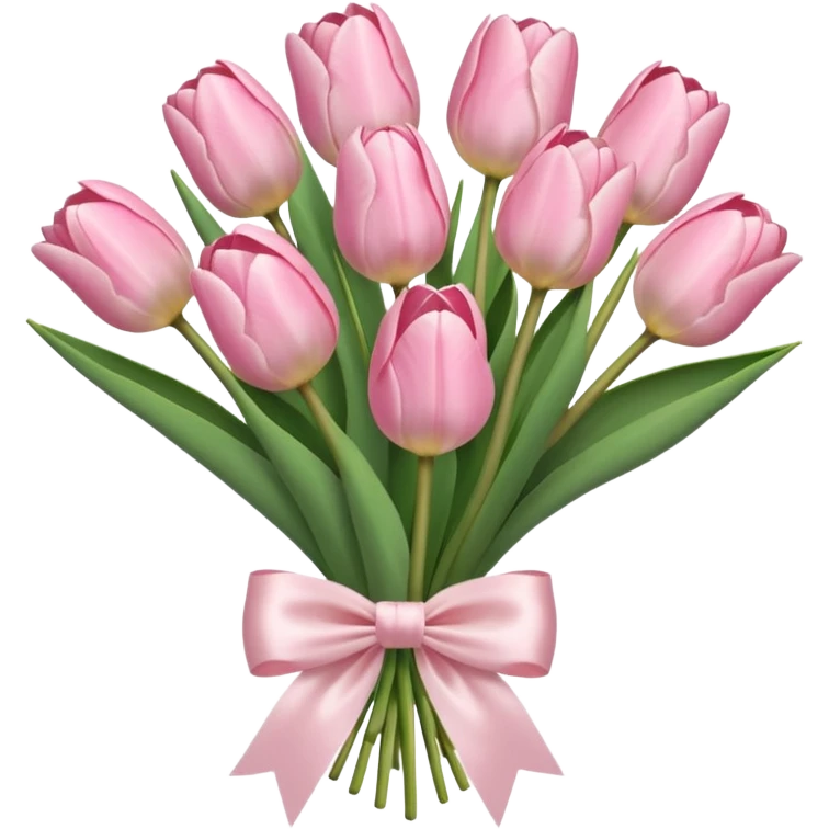 light pink tulip bouquet with light pink bow emoji