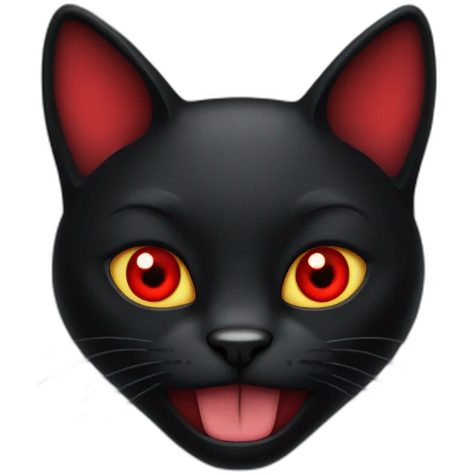 black cat with red devil eyes emoji