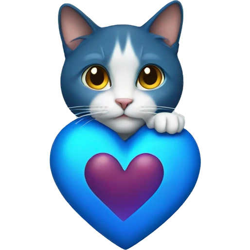 blue heart with cat emoji