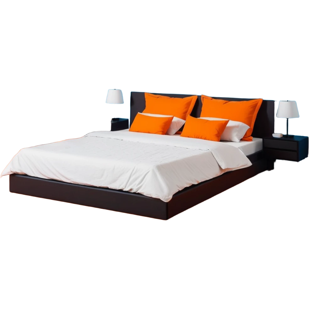 clean modern bedroom with blue walls and decor, contemporary design emoji