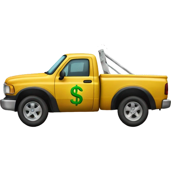Pick-up truck with dollar sign emoji