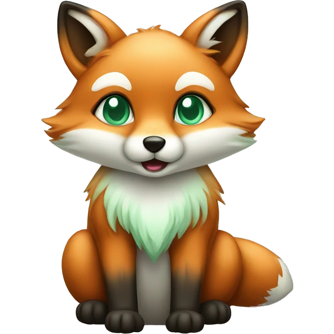 cute fox with mint green eyes siting emoji