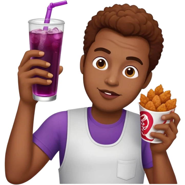 Black guy with grape soda and chicken  emoji