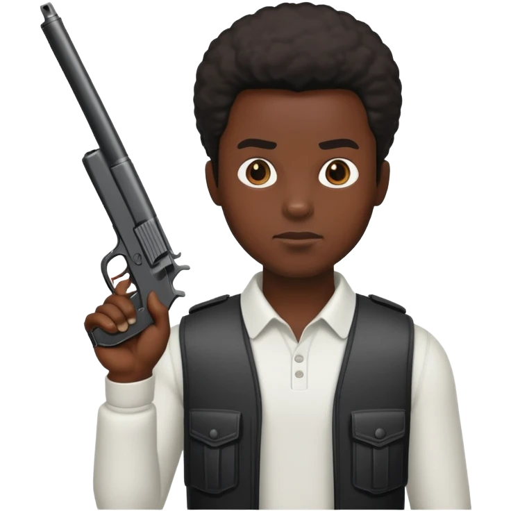 A black skin colour man with a gun emoji